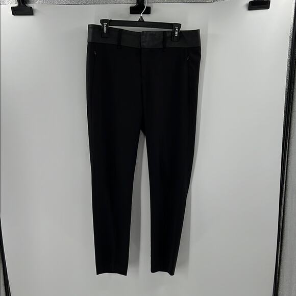 Rag & Bone Women's Wool with leather trip pants - Black - 8 - Picture 1 of 9